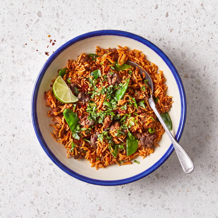 Thai-Style Beef Mince Brown Rice With Sweet Pea Pods