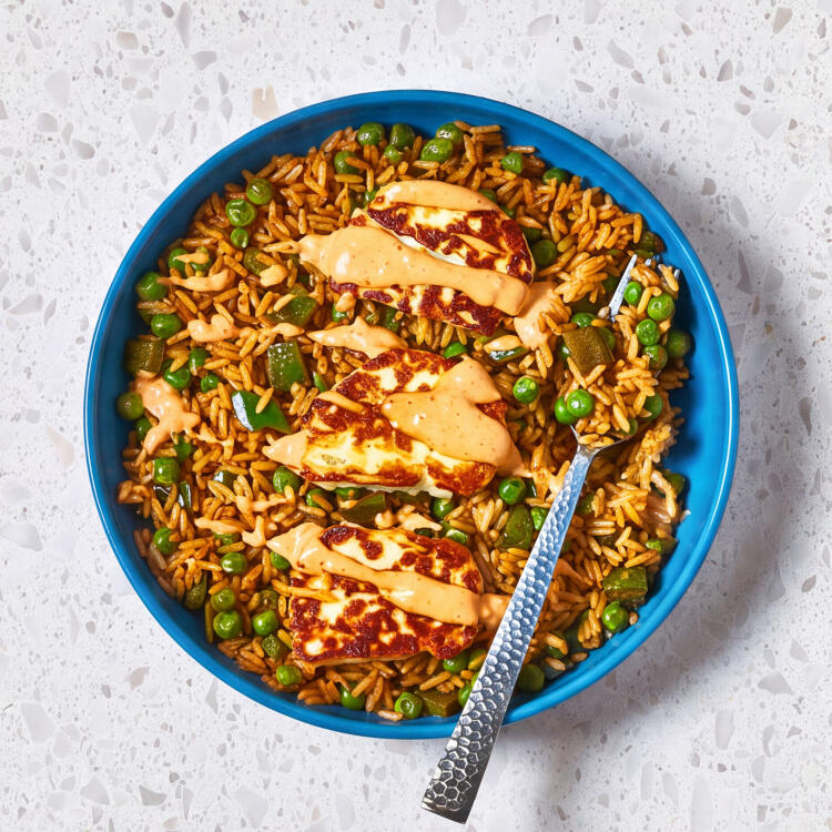 Peri Peri Fried Rice With Halloumi & Chilli Mayo