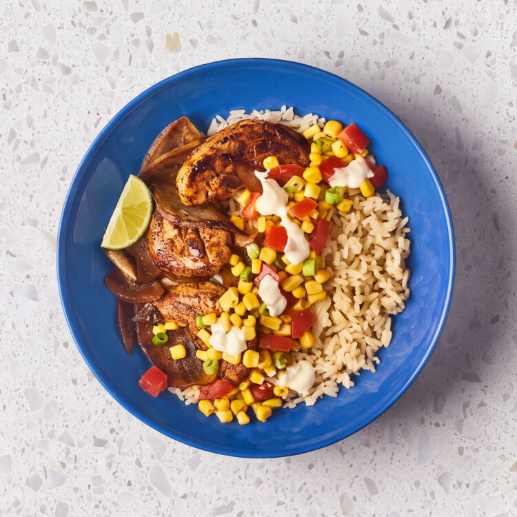 Jerk-Spiced Chicken & Zingy Sweetcorn Rice Bowl