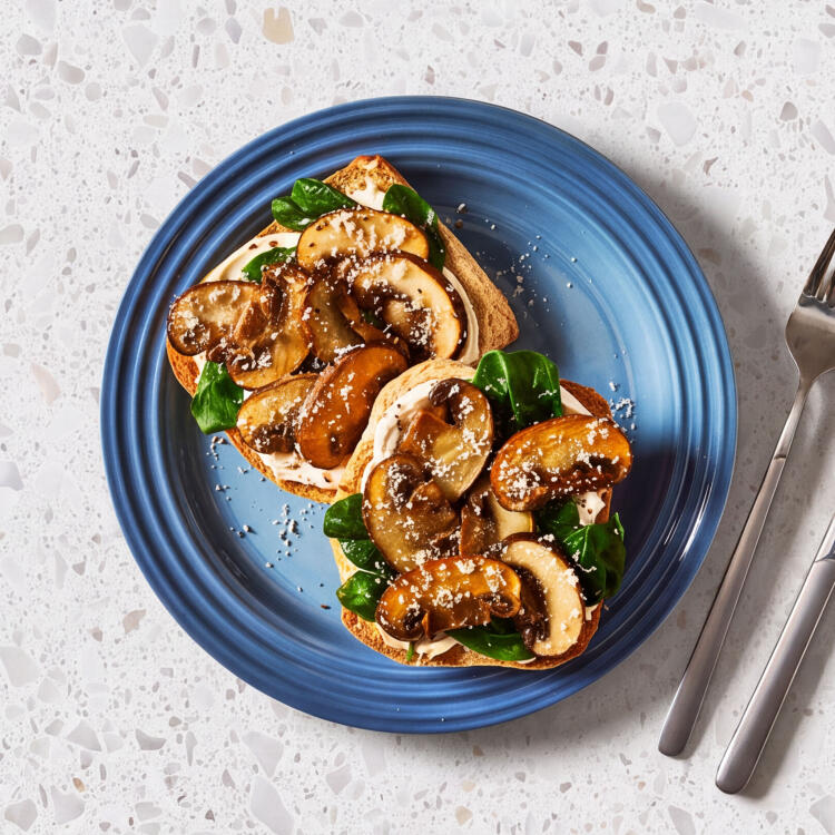 Cheesy Roasted Garlic Mushrooms On Toast